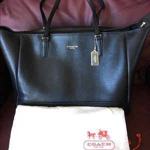 Coach Black Leather Laptop Tote